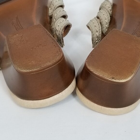 EARTH Slip-On Rhinestone and Stud Strappy Low Heel Sandals Khaki Size 7 ~ 4354 - Picture 10 of 12